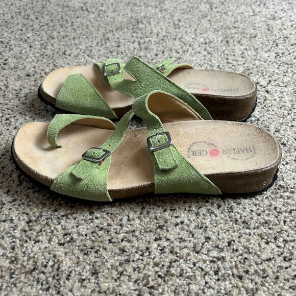Haflinger Lime Green Suede Buckle Sandals - Picture 6 of 7